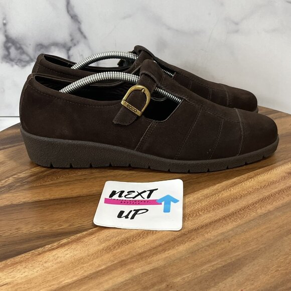 ECCO Womens Brown Suede Portugal Slip On Buckle Brown Shoes EU 41 US 10.5-11 - Picture 3 of 8